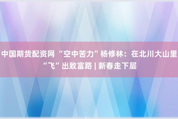 中国期货配资网 “空中苦力”杨修林：在北川大山里“飞”出致富路 | 新春走下层
