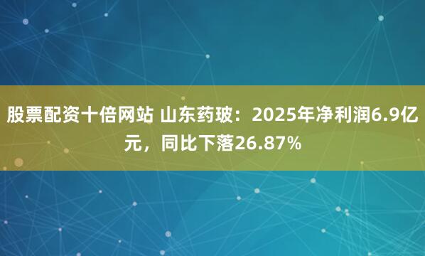 股票配资十倍网站 山东药玻：2025年净利润6.9亿元，同比下落26.87%